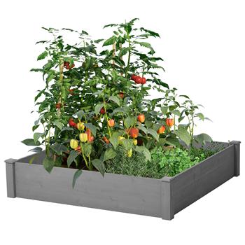 48x48x10 英寸高架花坛，户外木质花箱，地面覆盖，免工具组装
