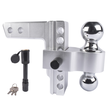 拖车挂接装置-适合 2 英寸接收器的可调式拖车钩银色 Adjustable Trailer Hitch Fit 2\\" inch Receiver, Aluminum Rapid Hitch 6\\" Drop/Rise