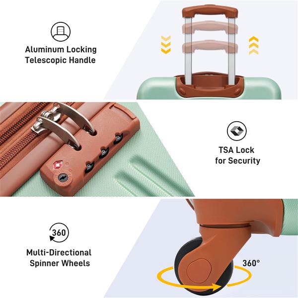 3 件套行李箱硬壳拉杆箱带 TSA 锁 20 英寸 24 英寸 28 英寸 有货-5