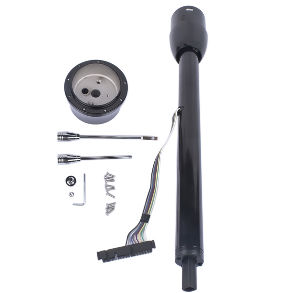 A3- 汽车转向柱 32" Black Tilt Steering Column Floor Shift w/ 9 Hole Wheel Adapter No Key Manual-6