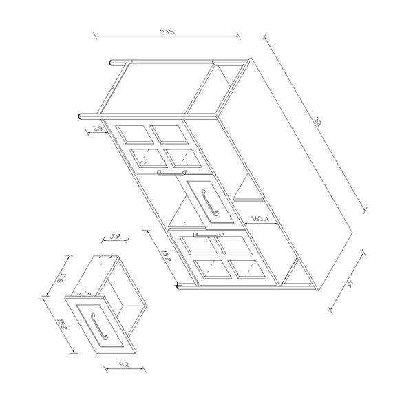 客厅置物架带两间储物室收纳箱现代厨具柜自助木质收纳柜过道餐厅透明玻璃柜-10