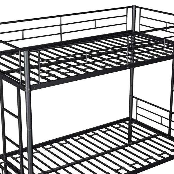 金属双层床，带滚轮/可拆分成两张单人床/坚固耐用的金属/降低噪音/安全护栏/滚轮，可灵活调整空间/三人双层床/CPC 认证-5