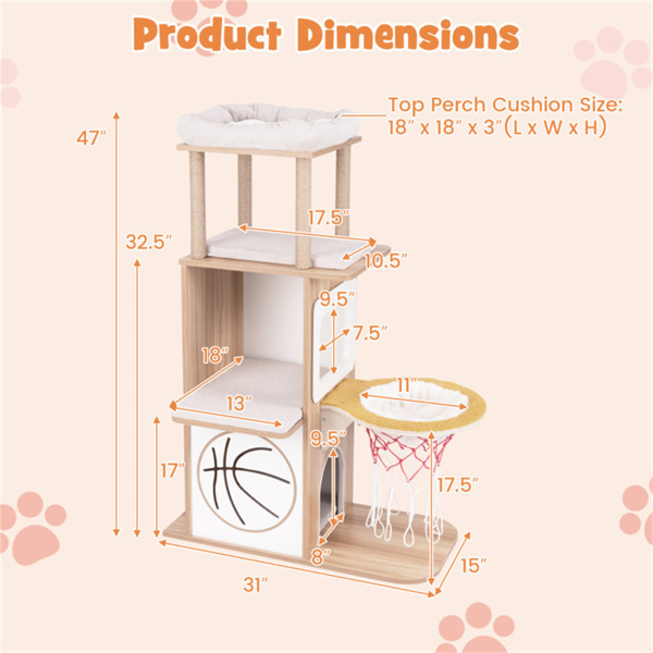 47英寸的木制猫公寓(AMAZON 禁售）周末不发货-2