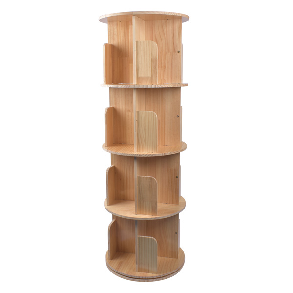 A3- 落地实木旋转书架-4层 Rotating Bookshelf 360 Degrees 4 Tier Stackable Solid Wood Bookshelf Organizer-6