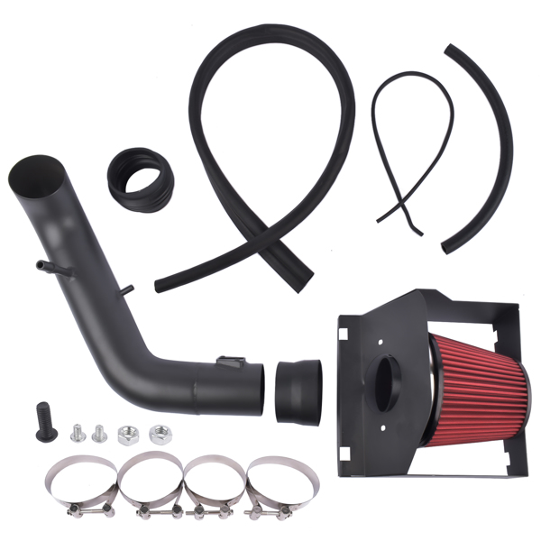 冷气进气套件 Black Heat Shield Cold Air Intake Kit + Red Filter for 2011-14 Ford F150 5.0L V8-3