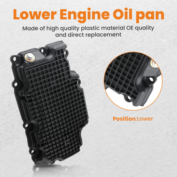 油底盘 Lower Engine Oil Pan for Infiniti Q50 Q60 RWD 111105CA2A 11110-5CA2A Black	-4