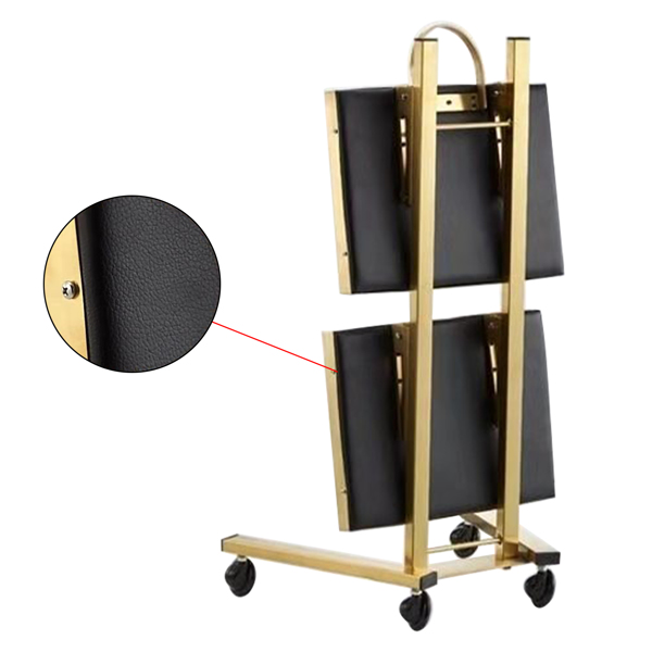 A3- 美容美发推车-金色 Gold 2 Tier Beauty Salon SPA Rolling Cart w/Double Storage Tray Stainless Steel-6