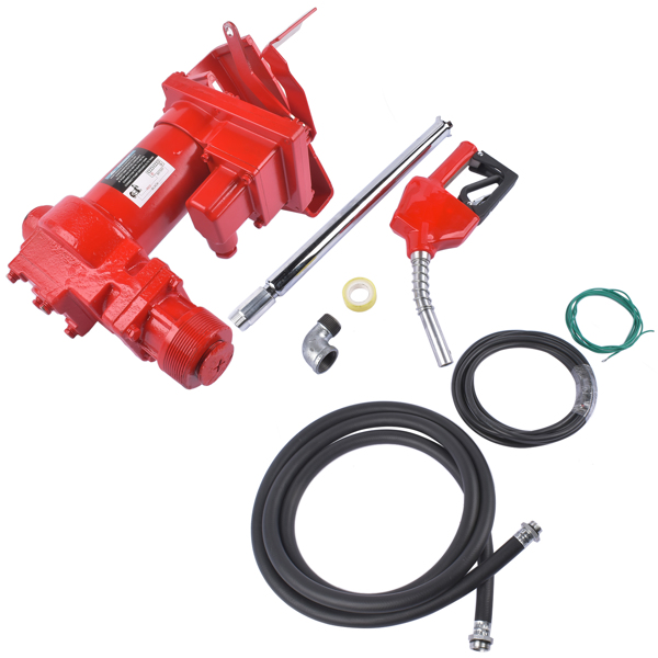 抽油泵 Red Nozzle Large Bore 12V 15 GPM 13A Fuel Transfer Pump with Discharge Hose-3