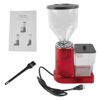 A3- 咖啡研磨机红色 Red Electric Coffee Bean Grinder 35oz Flat Burr Coffee Grinder with 19 Grinding Settings