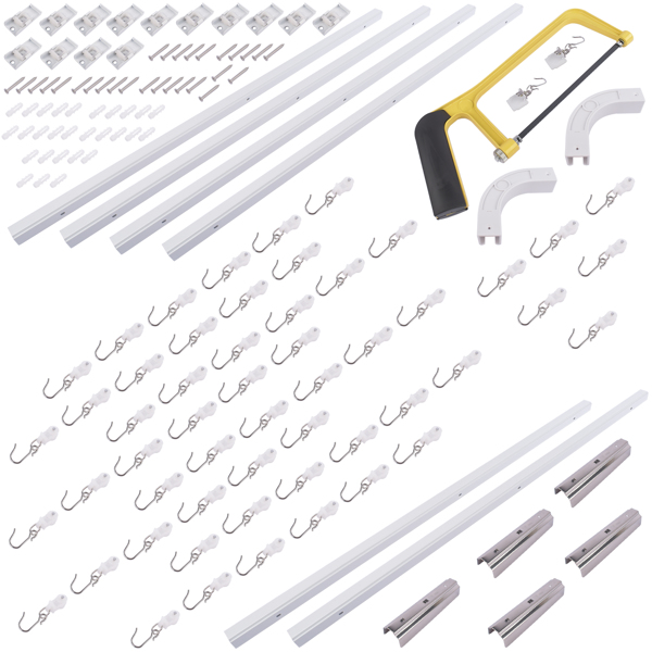 A3- 12-18Ft铝合金隔断天花板轨道套件 12-18 ft Track Set Room Divider Ceiling Curtain Track Set Curtain Rail System Room divider Ceiling Track Set for Curtains with Hooks-3