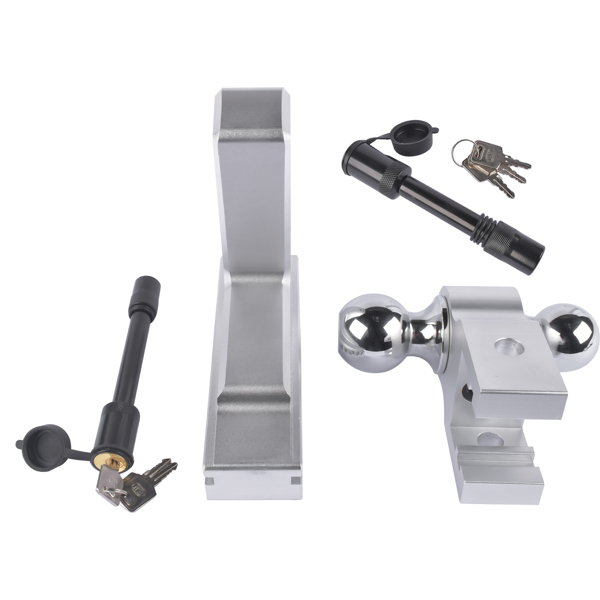 拖车挂接装置-适合 2 英寸接收器的可调式拖车钩银色 Adjustable Trailer Hitch Fit 2" inch Receiver, Aluminum Rapid Hitch 6" Drop/Rise-8