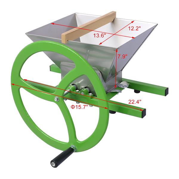 7L 手动榨汁机研磨机，带轮便携式水果粉碎机不锈钢水果刮削机适用于葡萄酒和苹果酒压榨-4