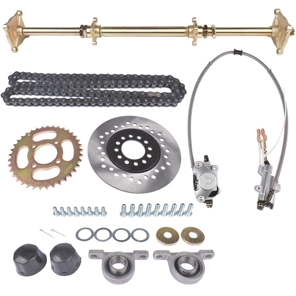 沙滩车后桥套件 32" Go Kart Completed Rear Live Axle Kit, Sprocket+Hub+Brake Assembly+Chain+Disc-1