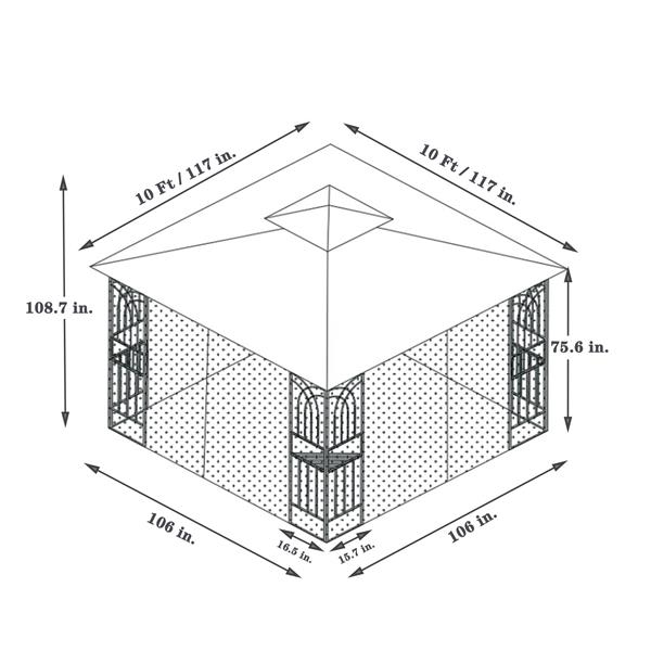 10x10 户外露台凉亭天篷帐篷，带通风双屋顶和蚊帐（四面可拆卸网状屏幕），适用于草坪、花园、后院和甲板，棕色顶部-10