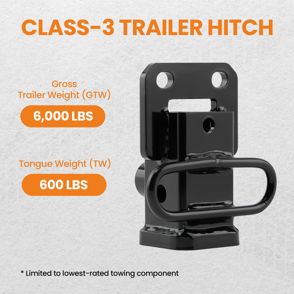 拖车挂钩 6000 lbs Class 3 Trailer Hitch 2-Inch Receiver for Dodge Ram 1500 2019-2024-4