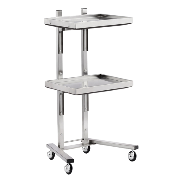 A3- 美容美发推车-银色 2 Tier Beauty Salon SPA Rolling Cart with Double Storage Tray Stainless Steel-2