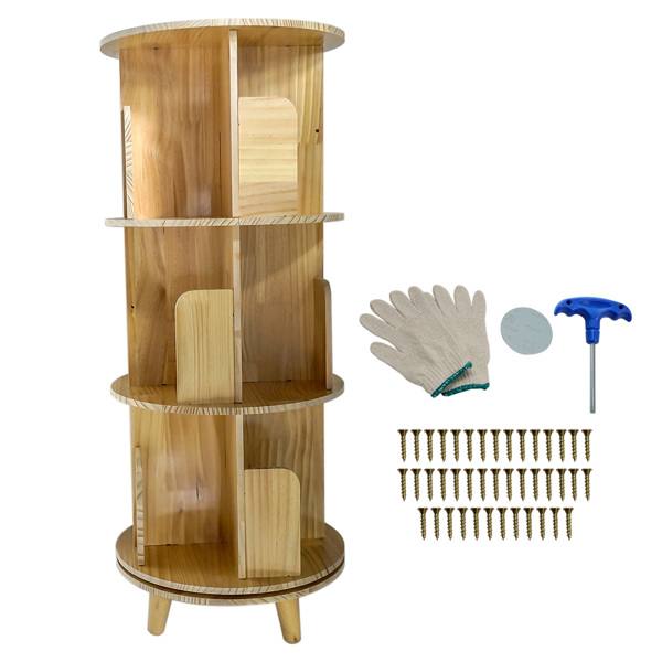 A3- 落地带腿实木旋转书架-三层带腿3-Layer Rotating Bookcase 360 Rotating Display Rack Pine Wood Rotating Bookshelf-13