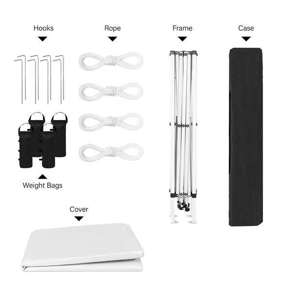 户外 10x 10 英尺弹出式凉亭天篷帐篷，带可拆卸侧壁和拉链，2 个侧壁带蚊帐，带 4 个加重沙袋，带手提袋-白色-9