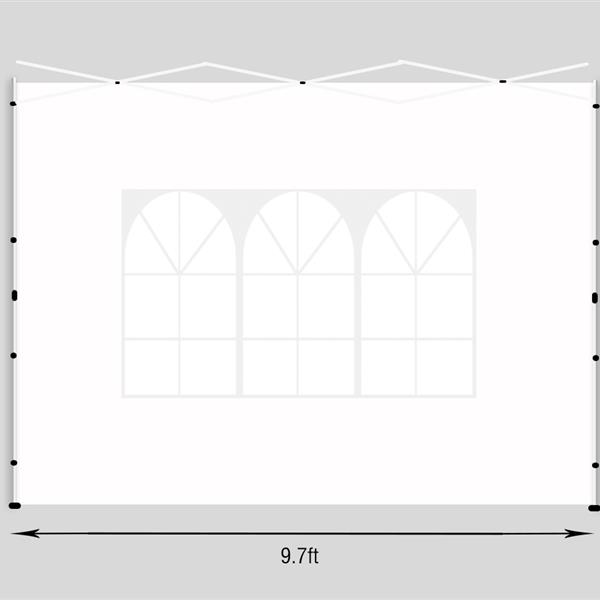 10x10 英尺弹出式遮阳帐篷的遮阳侧壁，3 件装遮阳墙，2 件带窗户，1 件带拉链。白色-10