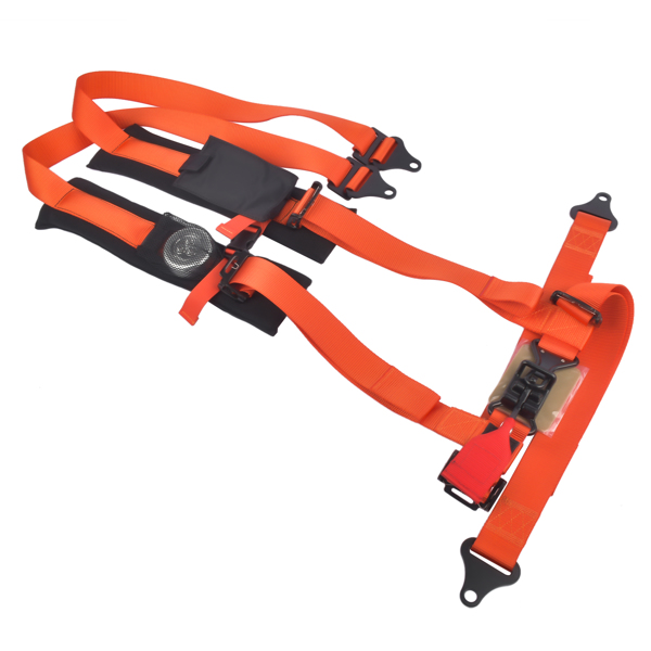 安全带橙色 Orange 4 Point 2" Harness Seat Belt for Polaris Can-Am Yamaha Kawasaki A114220OR-6