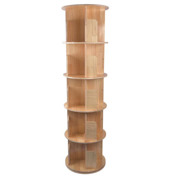 A3- 落地实木旋转书架-5层 5 Tier Rotating Bookshelf 360 Display Spinning Bookshelf Revolving Bookcase-3