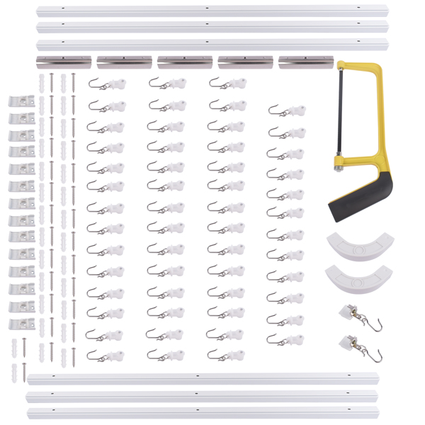 A3- 12-18Ft铝合金隔断天花板轨道套件 12-18 ft Track Set Room Divider Ceiling Curtain Track Set Curtain Rail System Room divider Ceiling Track Set for Curtains with Hooks-2