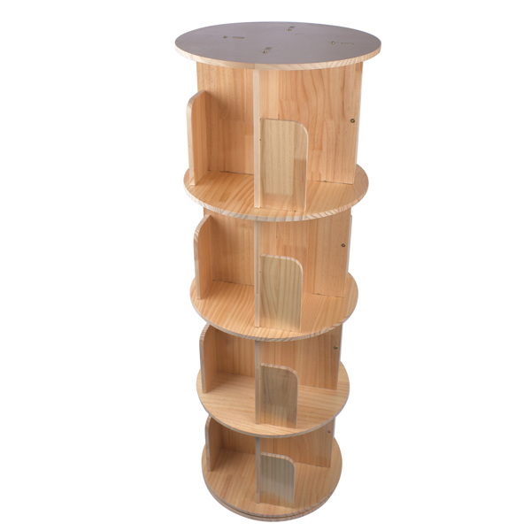 A3- 落地实木旋转书架-4层 Rotating Bookshelf 360 Degrees 4 Tier Stackable Solid Wood Bookshelf Organizer-4