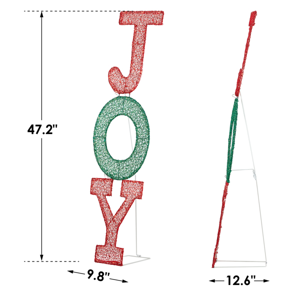 29*27*99cm JOY字母  2D 暖白灯 网布撒粉 4.5V 1.35W 圣诞灯饰经典元素-3