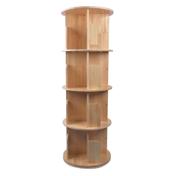 A3- 落地实木旋转书架-4层 Rotating Bookshelf 360 Degrees 4 Tier Stackable Solid Wood Bookshelf Organizer-2