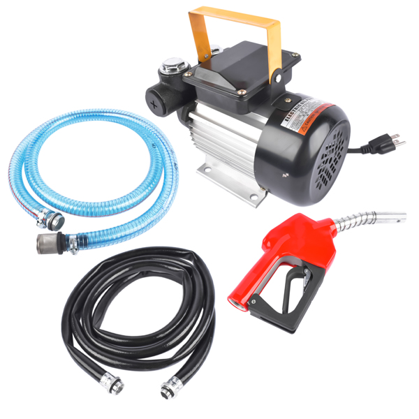 交流加油泵套装 Self Priming 110V AC 16GPM Oil Transfer Pump Fuel Diesel Pump Kit w/ Hose Nozzle-3