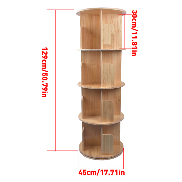 A3- 落地实木旋转书架-4层 Rotating Bookshelf 360 Degrees 4 Tier Stackable Solid Wood Bookshelf Organizer-12