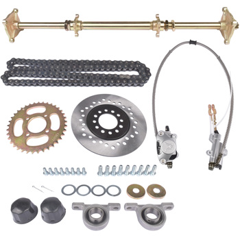 沙滩车后桥套件 32\\" Go Kart Completed Rear Live Axle Kit, Sprocket+Hub+Brake Assembly+Chain+Disc