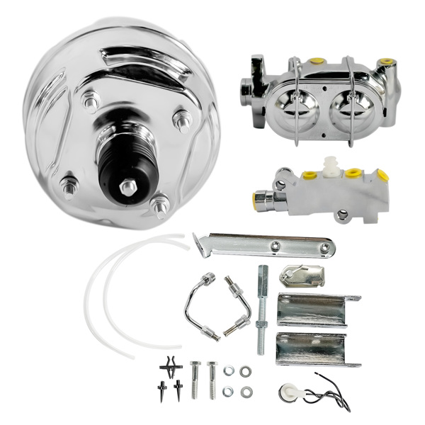 刹车总成 Chrome Brake Booster & Master Cylinder & PV4 Disc Valve For 1968-1982 Chevrolet Corvette-2