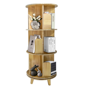 A3- 落地带腿实木旋转书架-三层带腿3-Layer Rotating Bookcase 360 Rotating Display Rack Pine Wood Rotating Bookshelf