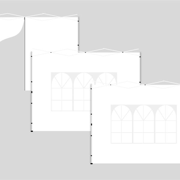 10x10 英尺弹出式遮阳帐篷的遮阳侧壁，3 件装遮阳墙，2 件带窗户，1 件带拉链。白色-8