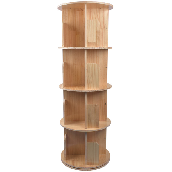 A3- 落地实木旋转书架-4层 Rotating Bookshelf 360 Degrees 4 Tier Stackable Solid Wood Bookshelf Organizer-5