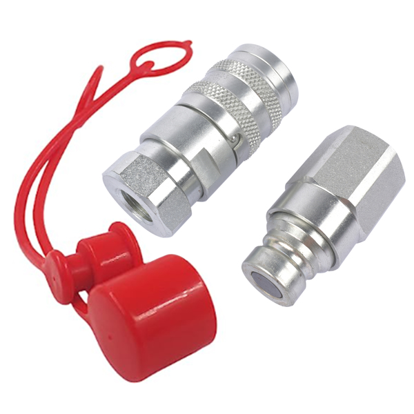 液压传动阀 1/4'' NPT Flat Face Hydraulic Quick Connect Disconnect Coupler Set w/Dust Caps 800801000 FFE495-2-11