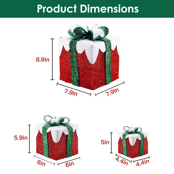 一套 3 个发光礼盒 圣诞装饰-7