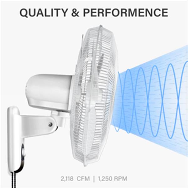 简易豪华家用壁挂式风扇 16 英寸可调节倾斜度，90 度，3 档速度设置，1 包，白色-7