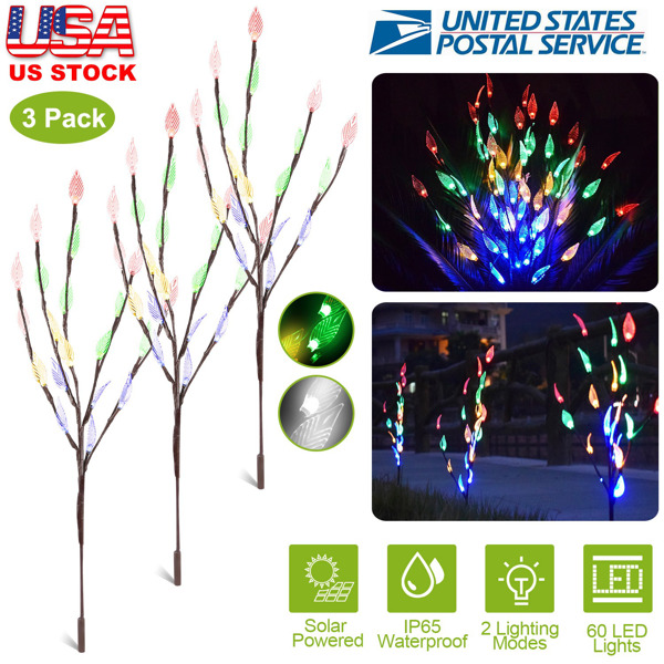 3 PCS 60 LED 太阳能花园灯 树枝树叶造型灯-1