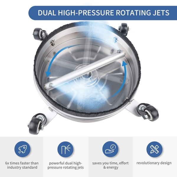 13英寸带4个轮子的高压清洗机表面清洁器，用于车道人行道露台清洁的不锈钢电动清洗机配件，1/4英寸快速接头，2个延长杆附件，4000 PSI（周末不发货，禁售亚马逊）-11