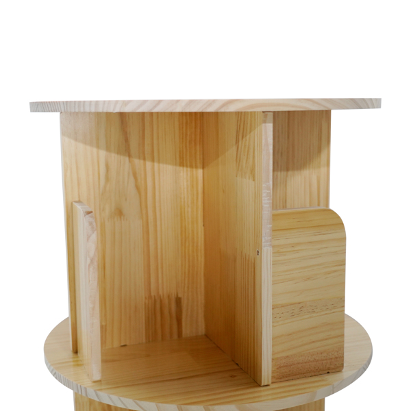 A3- 落地带腿实木旋转书架-双层带腿 2-Layer Rotating Bookcase 360 Rotating Display Rack Pine Wood Rotating Bookshelf-7