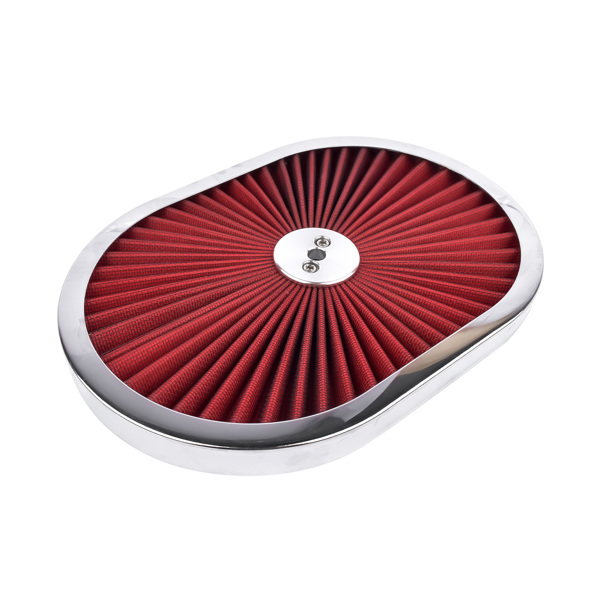 空气滤清器 12" Oval Super Flow Thru Air Cleaner Washable for SBC Chevy Ford 5-1/8 Carb Neck 4 Barrel-3