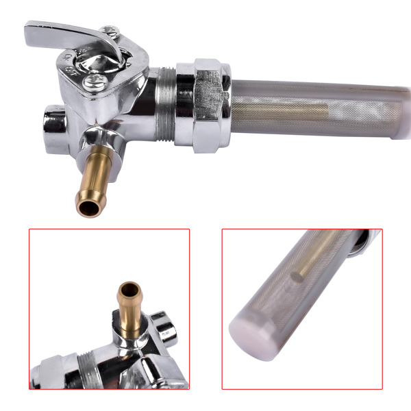 燃油阀 22mm Filtered Petcock Elbow Fuel Shut Off Valve Right Spigot For Harley Sportster Dyna Super Glide FXD 62167-81, 62163-75-7