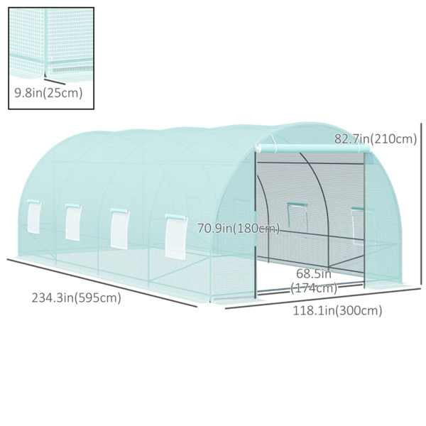 绿色步入式温室20x10x7英尺花园温室（amazon shipping-发货，WALMART禁止销售） 周末不发货-3