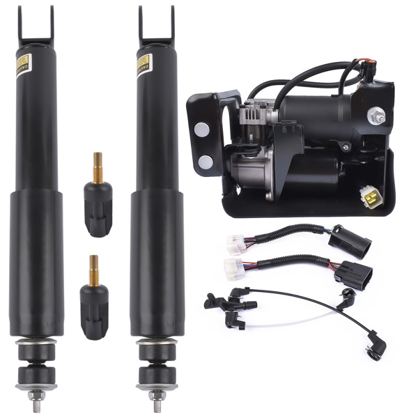 减震器+打气泵 Pair Rear Shock Absorbers + Air Compressor Pump Set For Cadillac Escalade Chevrolet Suburban Tahoe GMC Yukon 5.3L 6.2L V8 2015-2019 23151122 15254590-3