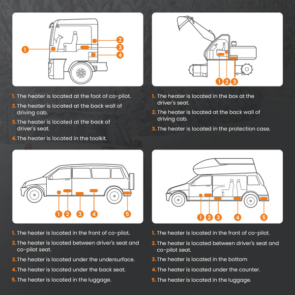 柴暖加热器 LCD Bluetooth Air Diesel Heater Parking 5KW for Truck RV SUV Bus Van APP control-6