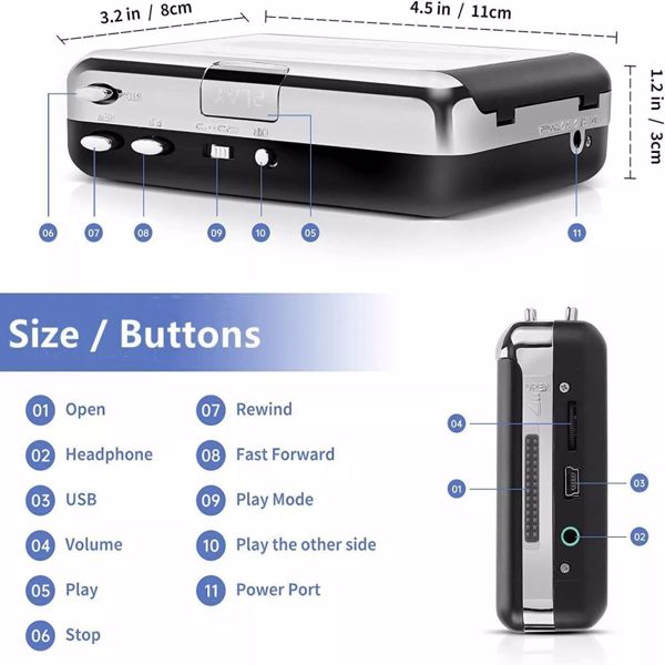 便携式磁带播放器转换器记录器将Walkman磁带转换为数字MP3-4