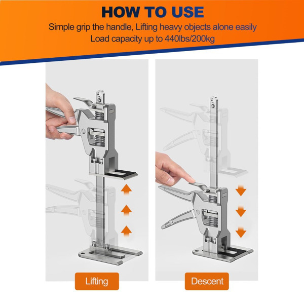 省力臂式千斤顶，不锈钢12英寸家具升降机，适用于干墙、门板、橱柜，2件套（周末不发货，禁售亚马逊）-6