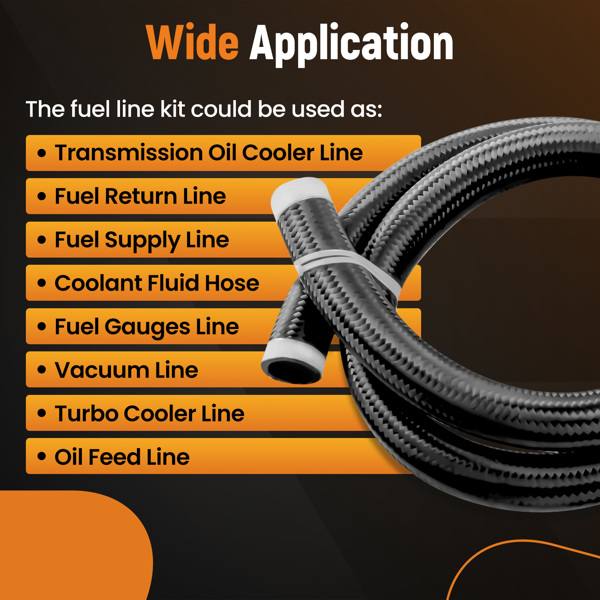 油管 Black AN20 20-AN 20 Stainless Steel Nylon Braided Fuel Line Oil Hose 5 feet-3